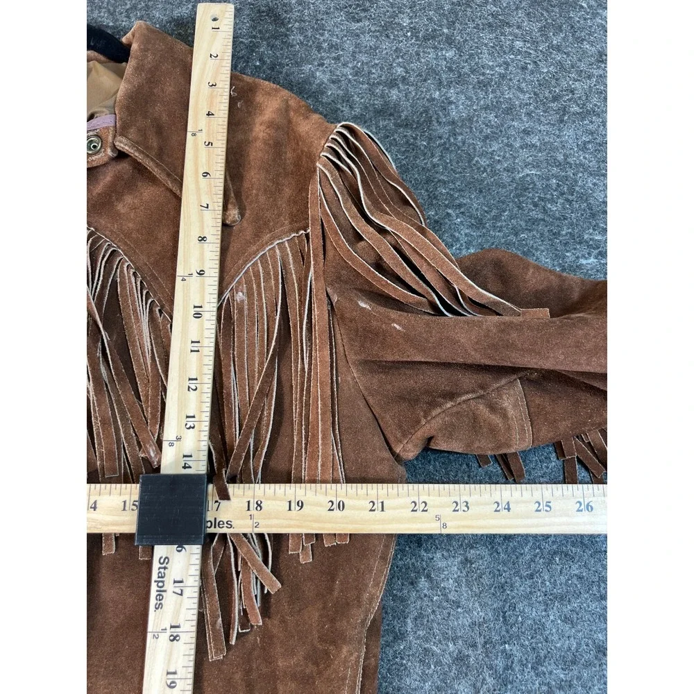 Vintage Golden Thread Brill Bros Brown Suede Fringe Western Jacket Mens 40